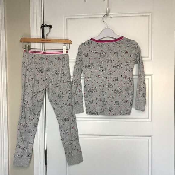 Boden Dog Print 2 Piece Pajama Set Girls Size 8 Gray Pink 100% Cotton FAIR - Picture 3 of 13